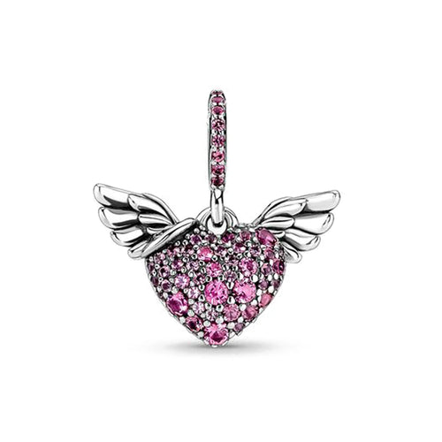 New 2023 Fashion Pink Pansy Flower Pendant Bead 925 Sterling Silver